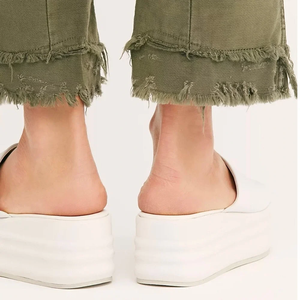 Free People Harbor Flatform Sandals In Optic White Size 9.5 New